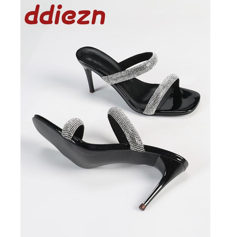 

Мода Роскошные Стразы Блеск Женские Туфли на Тонком Каблуке Женские Сандалии Шлепанцы Обувь Мода Женские Туфли на Высоком Каблуке Туфли-лодочки 36 чёрный