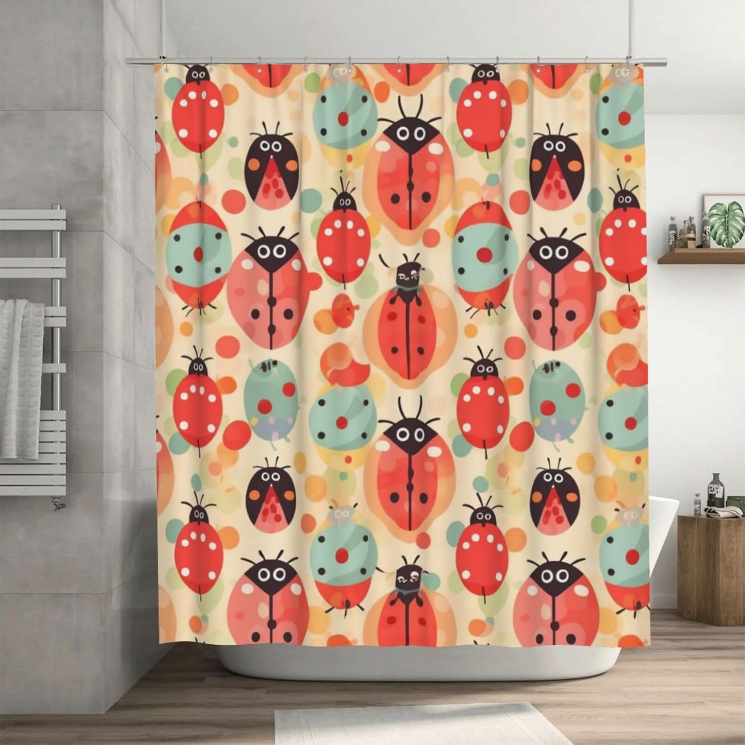 

Ladybugs Cartoon Pattern Shower Curtain Heavy Duty Thick Bathroom Curtains Modern Farmhouse Waterproof Lightweight Bath W60H190(CM)-1 Pcs
