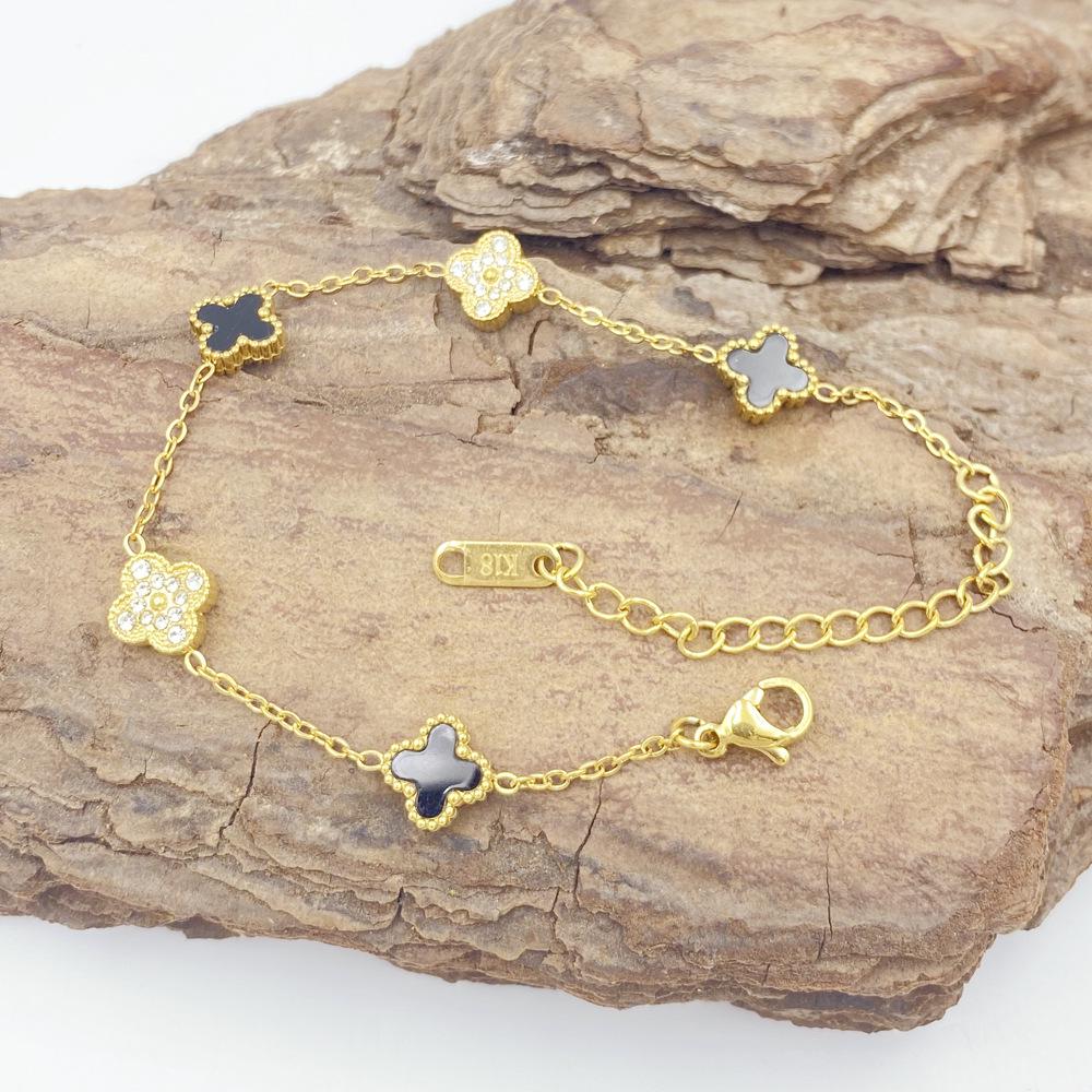 9MM Four-Leaf Clover Bracelet, Titanium Steel, Non-Fading, INS Hot Item