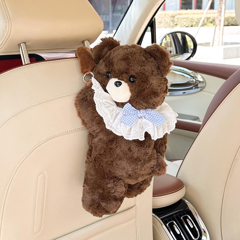 Car Universal Tissue Box Pet Cute Creative Hanging Tissue Holder Plush Vehicle Tissue Case Paper Box