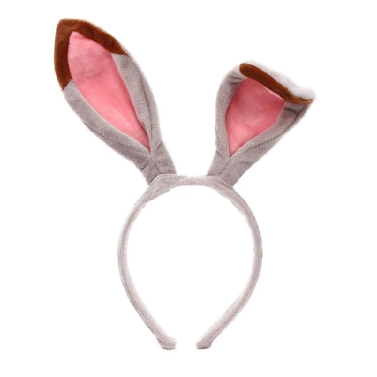 

Soft Rabbit Ears Hair Accessory Multi Color Choices For Costume Parties Daily Outfits Photo Props 1 сірий колір