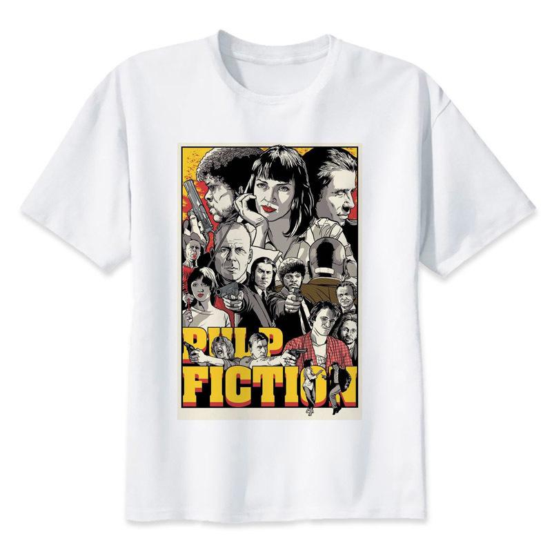 

pulp fiction t shirt man Mia Wallace Printed T-Shirt Men Short Sleeve white t-Shirts funny male top Tees 4XL