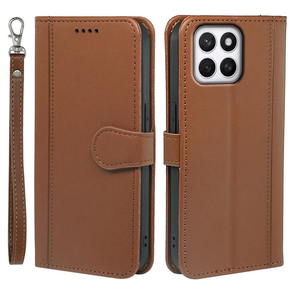 For Honor X8c 4G Wallet Case Magnetic Snap Leather Phone Cover with Strap
