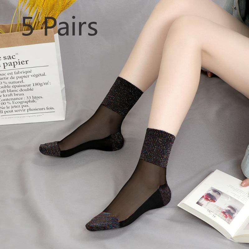 

5 пар женских тонких нескользящих и износостойких стеклянных чулок для весны и осени 5 Pairs