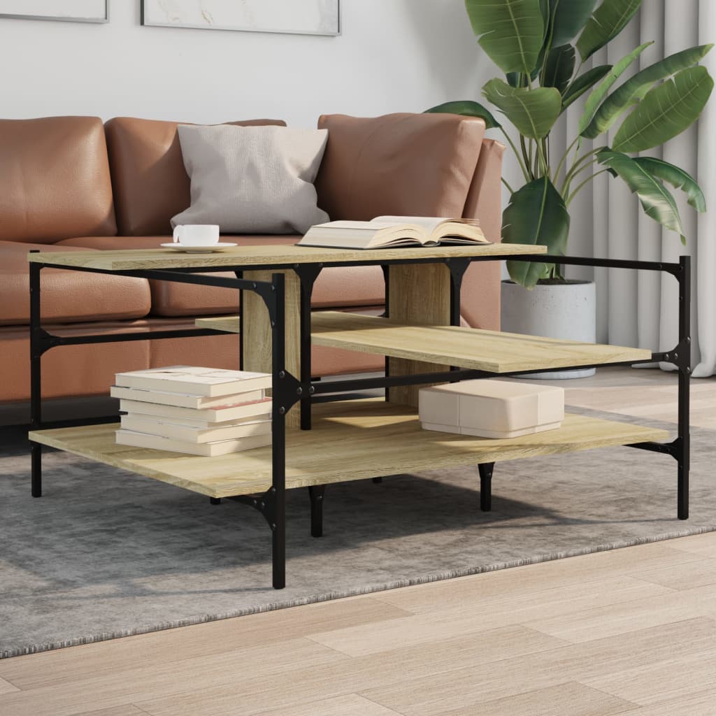  Coffee Table, Sonoma Oak 100x100x48.5 Cm, Wood-based
