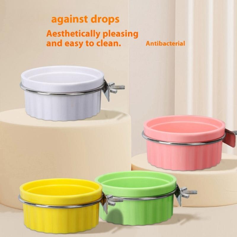 Detachable Bird Feeding Dish Cup,Bird Cage Water Bowl,Parrot Food Bowl with Clamps Holders Birdcages Coops Water Feeders