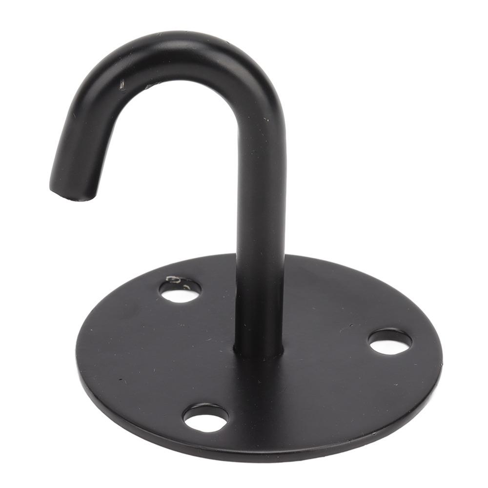 5 Pcs Black Pad Eye Plate Heavy Duty J Shaped Hook Practical Ceiling Mount Hanger Yoga Swings
