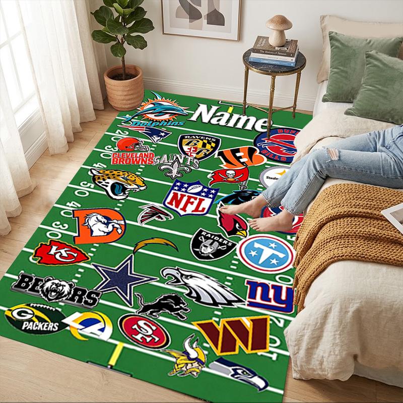 Custom Nfl Teams Area Rug Living Room Nonslip Soft Carpet For Bedroom Game Playroom Sofa Office Home Decor Doormat Christmas Gift C10347