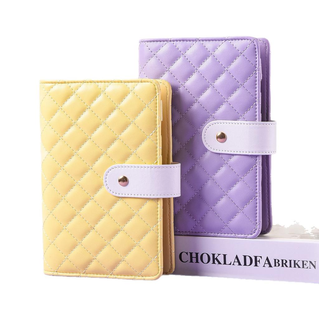 Pastel Grid Softcover Notebook A6 Binder with Zipper Pouch Cash Budget Planner