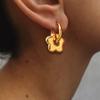 Stainless Steel Metal Heart Flower Pendant Earrings For Women Fashion Gold Color Peach Heart Ear Buckle Earrings Jewelry Gifts