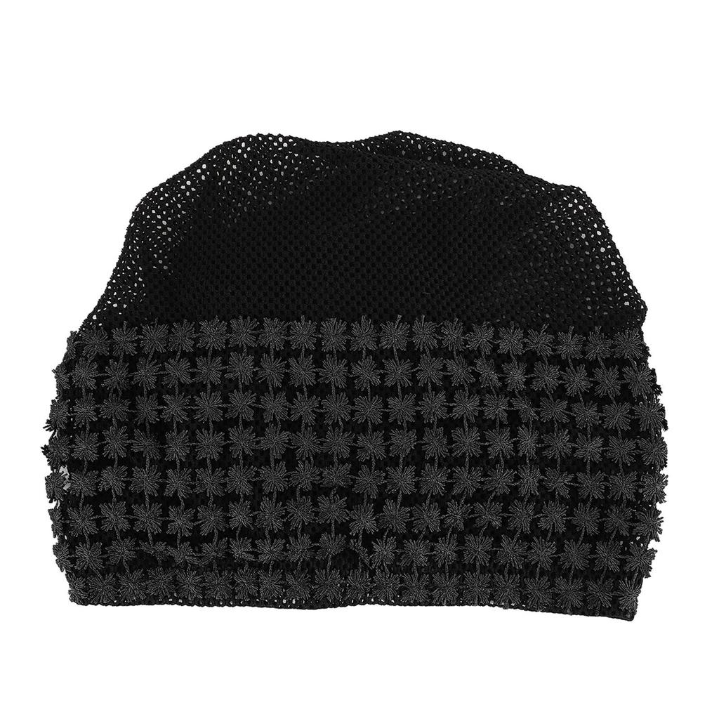 Soft Lace Bonnet Elastic Cotton Breathable Skin Friendly Women Lace Beanie for Daily Patient Black
