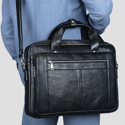 Cartella da uomo in pelle di alta qualità Business 16 pollici Borsa a mano Borsa per computer in pelle di mucca Borsa ufficiale da uomo