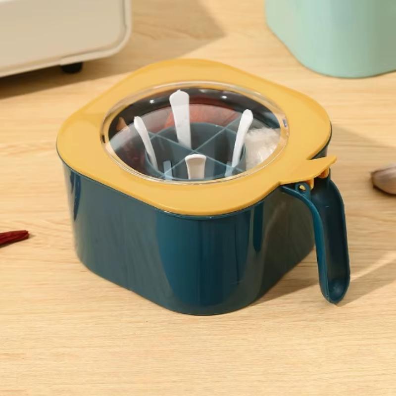 1 Pack Spice Box Spice Rack 4 Compartments Closed Storage Box Practical Spice Storage Container Home Kitchen Spice Storage Box жёлтый