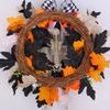 Realistic Faux Maple Leaf Pumpkins Skull Branch Wreath Durability Waterproof Halloween Autumn Home Outdoor Decors