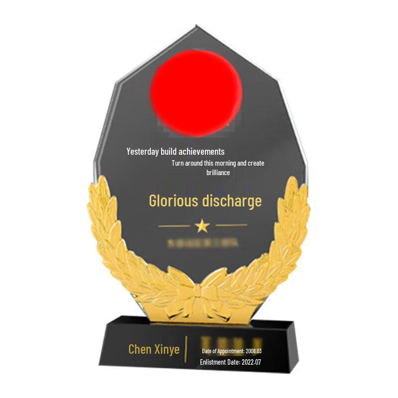 Military Retirement Crystal Trophy