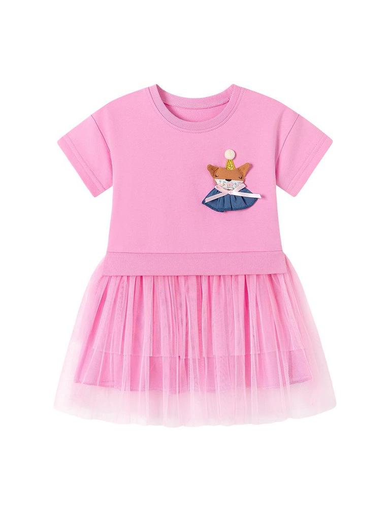 Little Maven Girls' Summer Short-Sleeve Mesh Dress - European and American Style