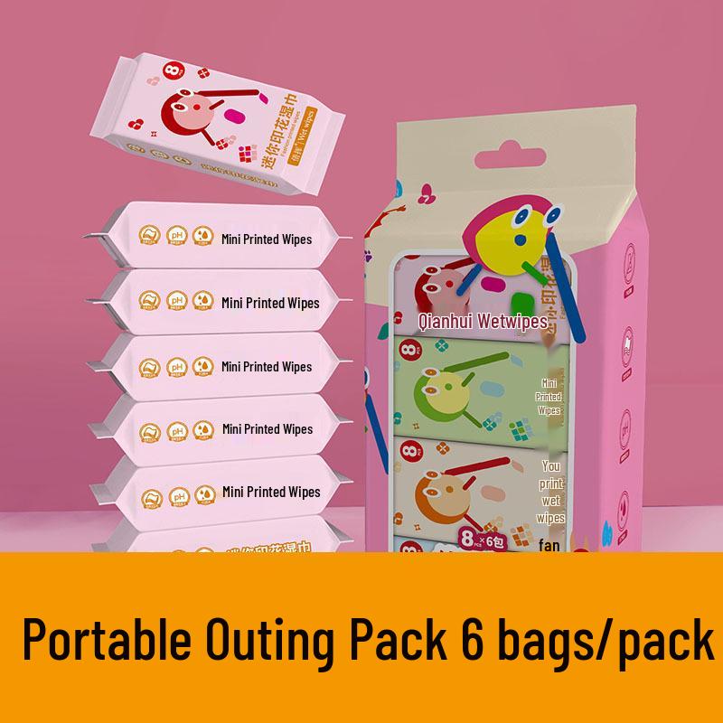 Paquete de Viaje Mini Toallitas Húmedas: 8 Toallitas Húmedas para Bebé por Paquete, Especialmente para las Manos de los Niños