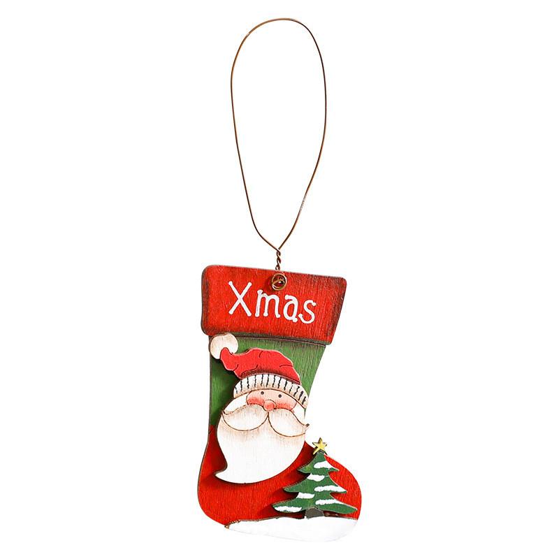 Christmas Hanging Tree Wooden Ornaments Featuring Santa Snowman Cheer Holiday