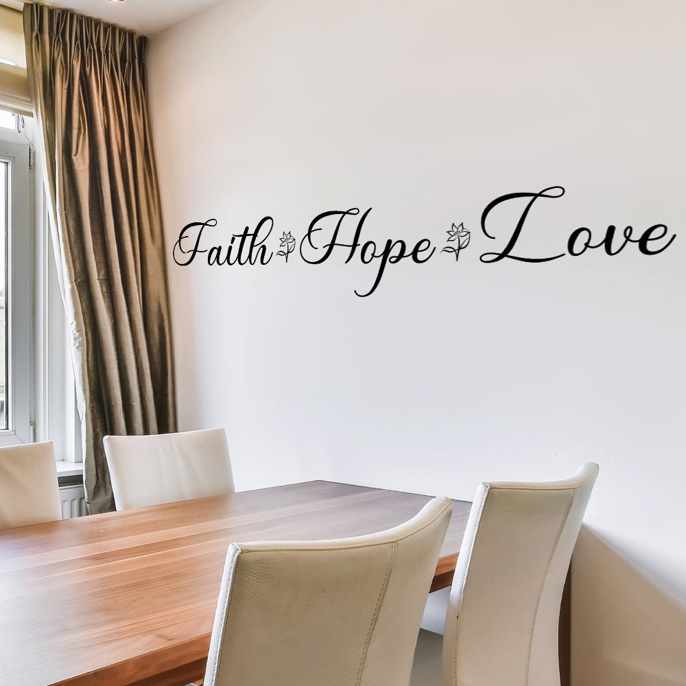 WZ9047 English Slogan Faith Hope Love Bedroom Living Room Beautification Wall Sticker
