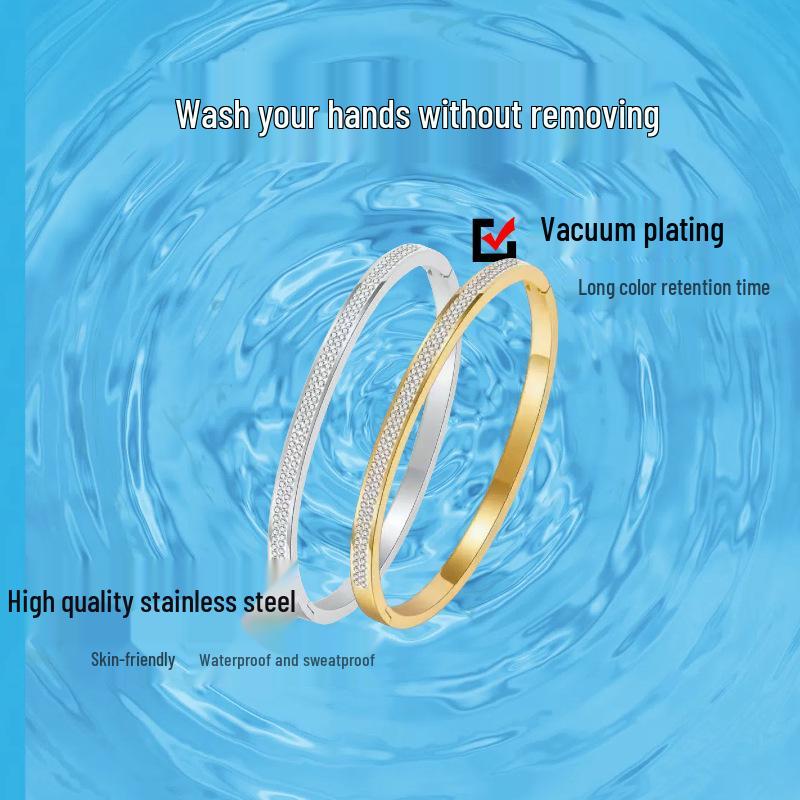 18K Gold Plated Stainless Steel Bracelet with Zirconia for Women