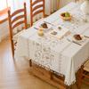 Nappe Rectangulaire Imperméable en Lin Français Brodé Housse pour Table Basse Fraîche et Élégante