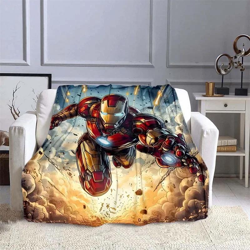 Iron Man Printed Blanket Children Adult Blanket Soft and Warm Bedding for Bed Sofa Outdoor Travel Cover Blanket