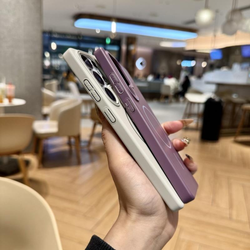 Ultra Slim Thin Matte Magsafe Case For Samsung Galaxy S25 S24 S23 S22 FE Ultra Solid Color Lens Frame Protection PC Hard Cover