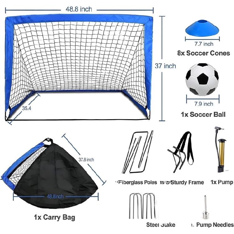 Full Soccer Practice Collection With Foldable Goal Exercise Markers And Inflator For Indoor Outdoor Tasks
