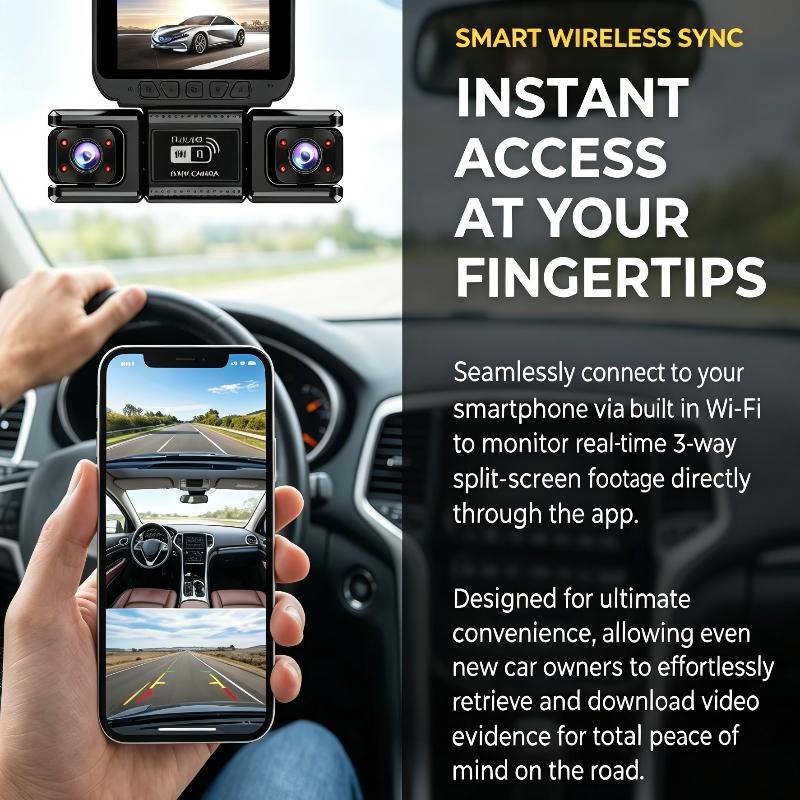 3/4 Channel Panoramic Dash Cam, 8 IR Night Vision, G-Sensor Collision Lock, 24H Parking Monitor, Universal Car Camera