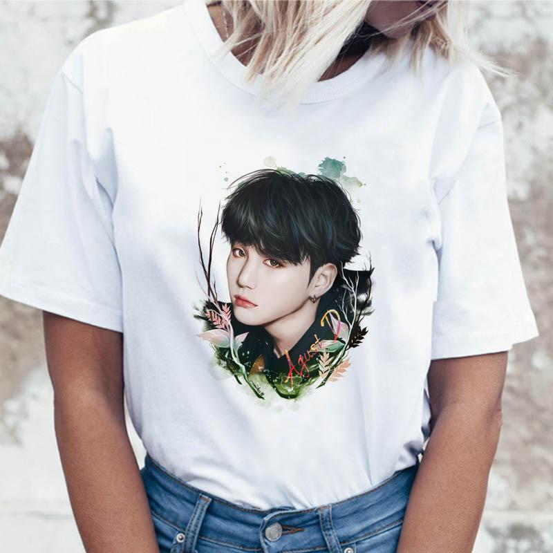 JIN SUGA J HOPE Women JIMIN V JUNGKOOK Top Kpop T Shirt Korean Pop Music Group Short Sleeve Shirt Funny Graphic Female Tee K-pop