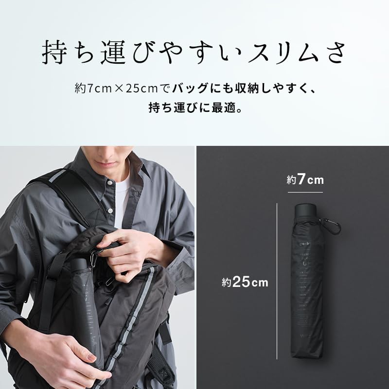 Folding and UV Rain or Rib 55cm Wpc. Go-koh Sunshade, Windproof, Umbrella, Parasol, Men's Women's, Protection, Shine, GO009-900-102, Black, Length