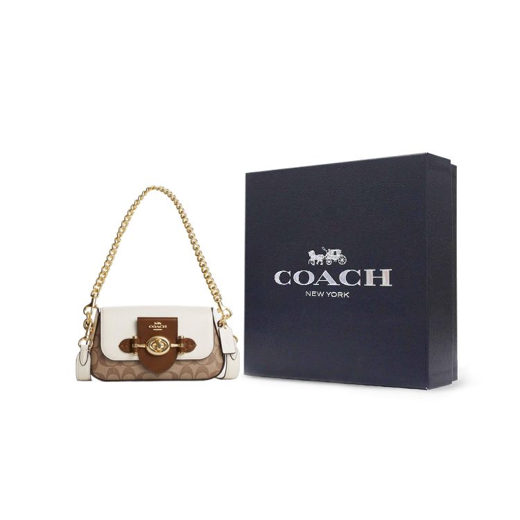 Coach Brie 22 Color Block Classic Logo Detachable Shoulder Strap Snap Leather Handbag Women handbag CM064-IMVGB