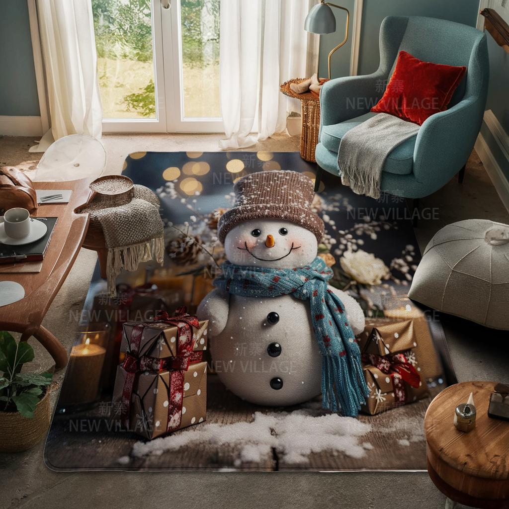 House Entrance Carpet Home Door Mat Living Room Bath Foot Bathroom Non-slip Water Absorption Rugs Bath Merry Christmas Winter