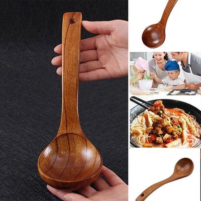 Long Handle Rice Tableware Utensils Soup Scoops Natural  Kitchen Supplies Wooden Spoon