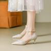 Fashion Sexy French Pointy Toe High Heels Women's Pearl Ankle Strap Sandals Ladies Elegant Wedding Party Bride Dress Designer Shoes