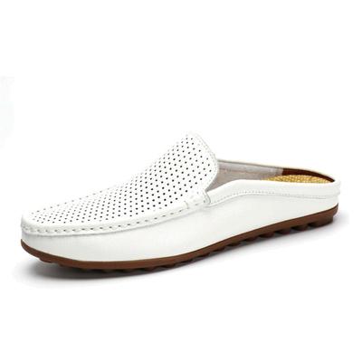 Italienische Herren Hausschuhe Echtes Leder Loafer Mokassins Outdoor Rutschfeste Schwarze Casual Slides Sommer Frühling Mode Schuhe 2022