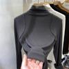 Half Turtleneck Bottoming Shirt for Women Autumn and Winter New Style Plus Velvet Long-sleeved T-shirt Slim Fit Top