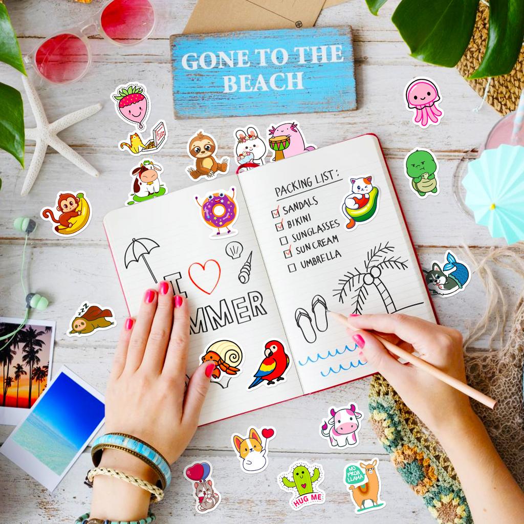 100 Small Size 4cm Mixed Cartoon Animal Children's Stickers DIY Luggage Computer Waterproof Stickers