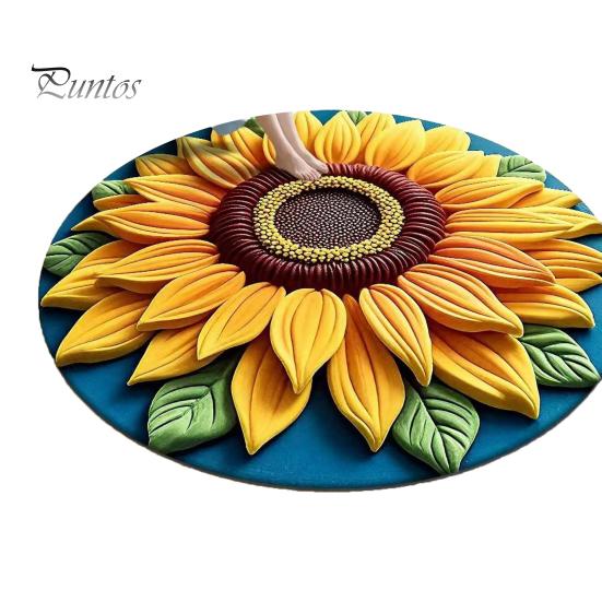 Soft Plush Floor Mat Large Size Non-Slip Backing Rug 3D Sunflower Design Door Living Room Bathroom Kitchen Decoration Non-slip