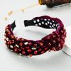 Harmonious Rhinestone Knotted Corduroy Headband: European & American Fashion, Wide-Brimmed, Sweet & Exaggerated Style for Women