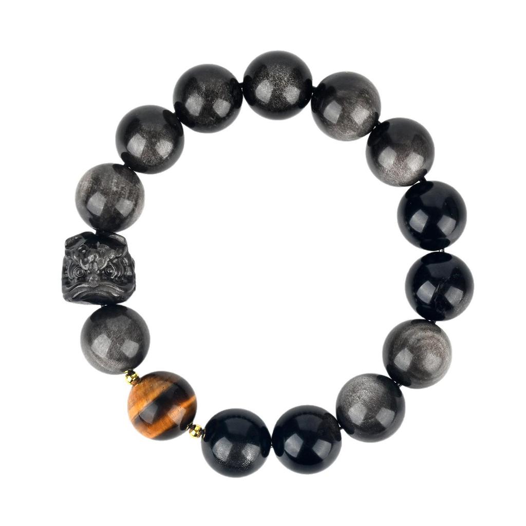 Obsidian Lion Dance Single-Loop Bracelet: Trendy Unisex Bestseller