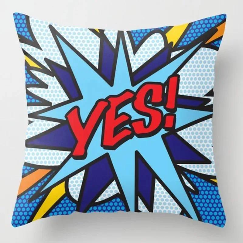 Home Decor Comic Style Dad! Boom! Bang! Yes! Pillows Pattern Cushion Cover Suitable For Sofa Bedroom Car Pillow Cover