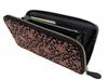 [Inden-ya] Inden 2317 Wallet F, Black Deerskin with Pink Lacquer, Clematis Pattern, 10cm x 19cm x 2cm, Round Zipper Long Wallet