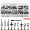 180-Piece Cone Rivet Set with Installation Tool for Leather Decoration