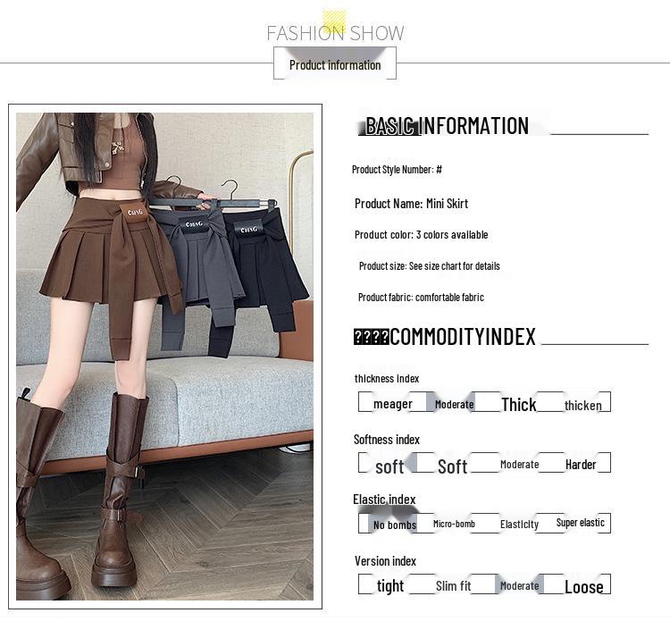 High-Waist Lace-Up Retro Pleated Mini Skirt - Women's Early Autumn Style