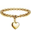 14MM Heart O-shaped 18K Gold Plated Stainless Steel Bracelet for Women