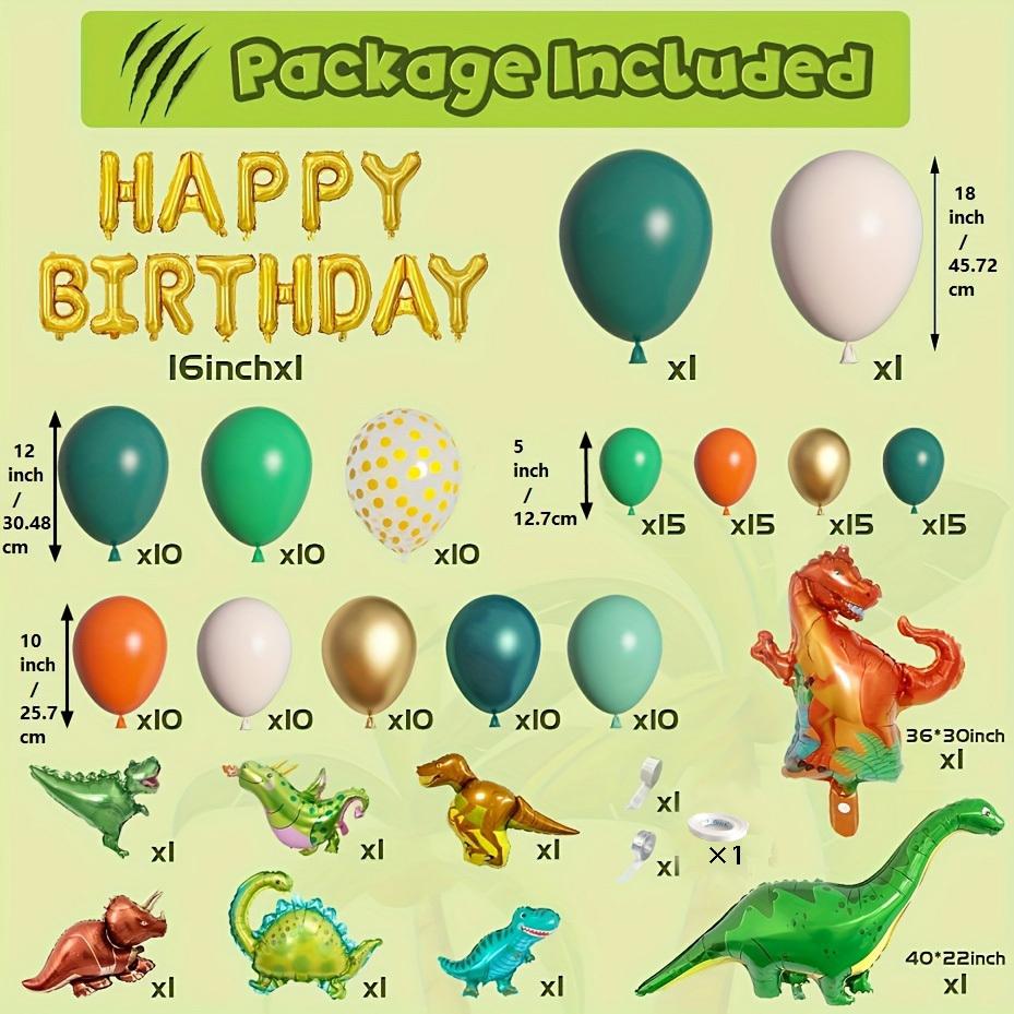 154 Pièces Décorations de Ballons Thème Animaux de la Jungle, Tyrannosaure Rex Anniversaire Décoration de Scène Extérieure Commémoration d'Anniversaire