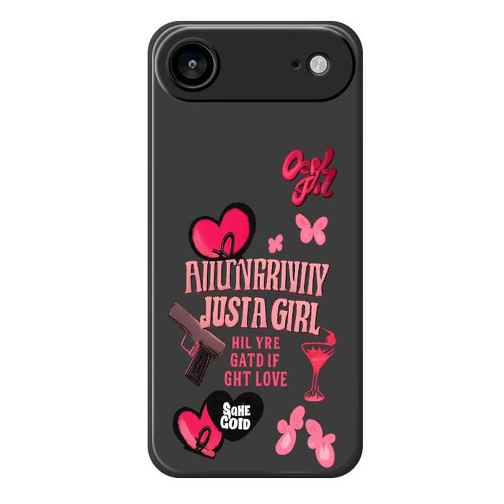 For iPhone 17 Air Case Pink Elements Pattern Printing Straight Edge TPU Phone Back Cover