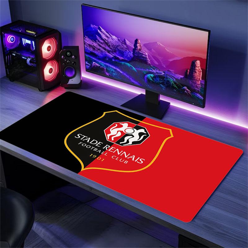 Stade Rennais FC Mouse Pad, Large Gaming Desk Mat, Non-slip XXL Mousepad for Laptop & Tablet, Mini PC Playmat with Stitched Edges