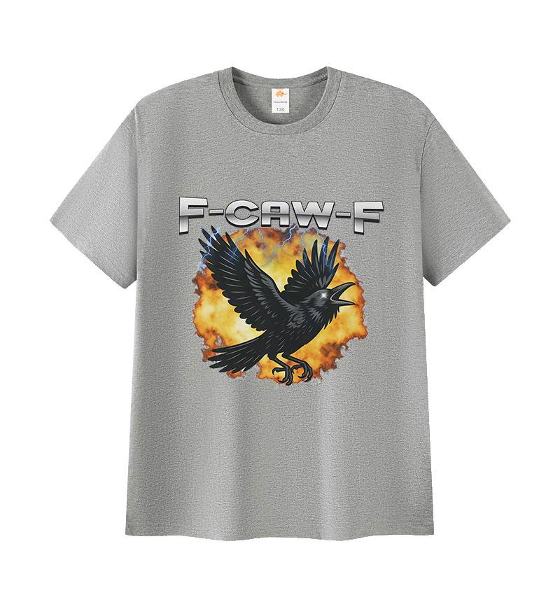 F-Caw-F Crow Bird Ironic Sarcastic Animal Funny T-shirt Men Women Vintage Oversized Clothing T-shirts Fashion O-Neck Cotton Tees